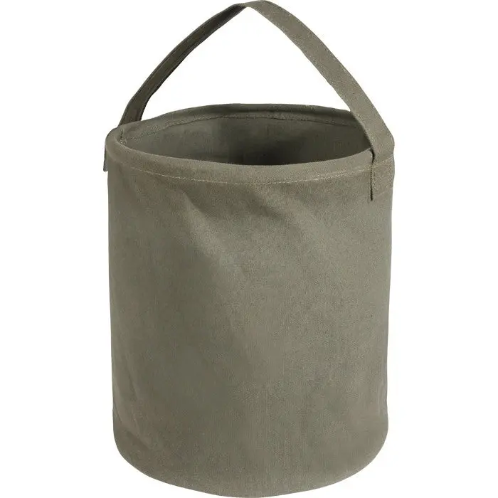 Olive Drab Natural Canvas Water Bucket, 13" x 11", Approx. 5 Gal, Collapsible Foldable Basket for Carrying Water, Tools, Collapsible Basket, 13 In. X 11 In.