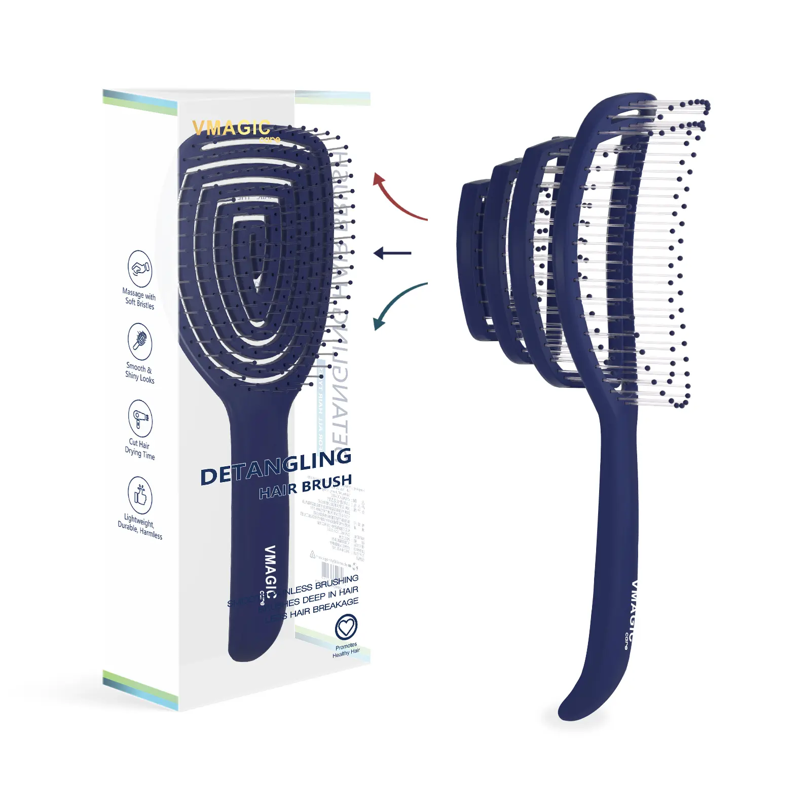 Anti-Tangle Hair Brush for Women - No Tugging Detangler with TPE Bristles, Detangles Easily, Gentle Brushing for Straight, Curly, Wet Hair, Anti Tangle Brushes, Smooths Hair