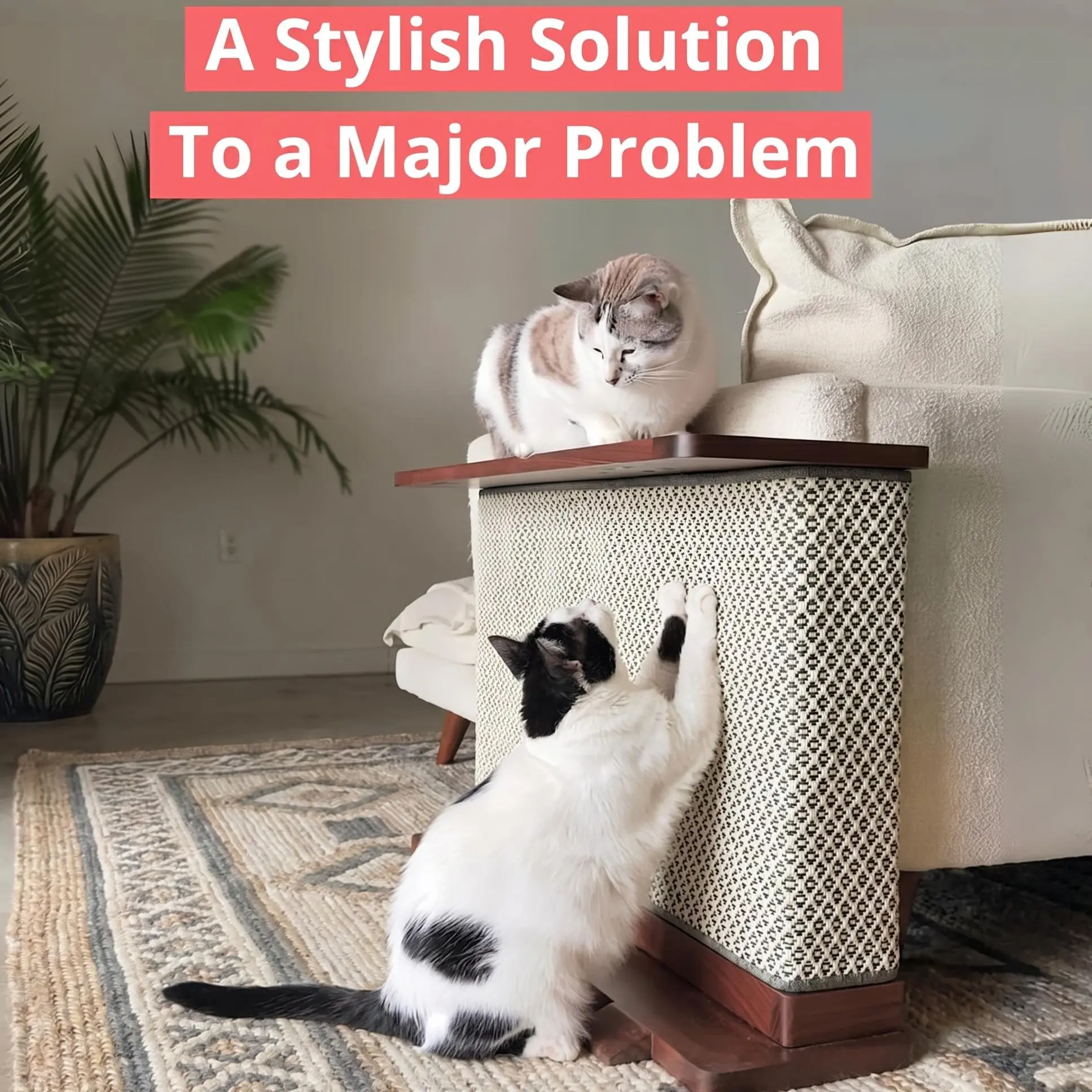 Cat Scratcher Side Table, Modern Cat Scratcher Furniture, Modern Cat Scratching Side Table, Modern Indoor Cat Furniture
