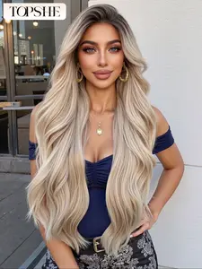[deals for You Days] 13*6 Lace Front Wig with Gold Highlights, Long Wavy Hair, Heat Resistant, Perfect for Everyday & Festive Wear, Lace Glueless Wig
