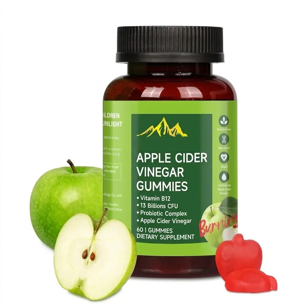 Apple Cider Vinegar Gummies Formulated to Support Normal Energy Levels & Gut Health - Supports Digestion, Detox & Cleansing - ACV Gummies w/ Vit B12 Dietary Edible Fitness