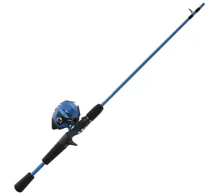 Spincast Reel and Fishing Rod Combo - 5-Foot 6-Inch 2-Piece Fishing Pole, Size 30 Reel, Right-Hand Retrieve, Blue