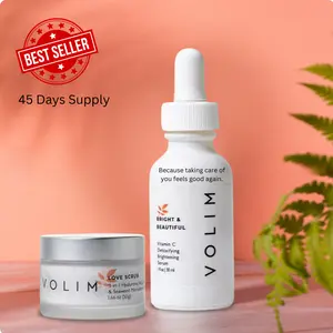 VOLIM Resurface & Reveal Detox Duo – Buff & Replenish Skin for a Radiant Glow – Microdermabrasion Love Scrub with Hyaluronic Acid, Red Tea, Seaweed Extract & Vitamin C Serum – Dermatologist-Tested, Cruelty-Free Skincare Set - Money Back Guarantee