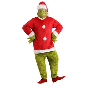 Deluxe Men's The Grinch Santa Jumpsuit with Mask Costume