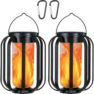 Solar Lantern Outdoor Lights, 4 Light Modes,   Lamp Decorative for Patio, Lawn, Deck, Umbrella, Tent, Tree, Yard, Driveway, Outside Porch and Garden, Camping (2 Pack)
