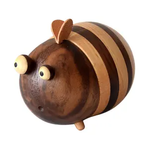 Bee Toothpicks Holder Dispenser,Unique Funny Cute Small Gifts House Warming Gifts New Home,Little Bee Solid Wood Toothpick Box