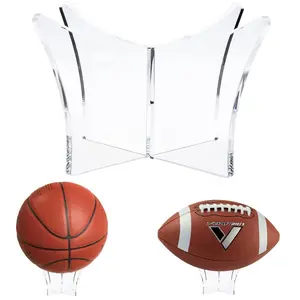 Acrylic Basketball Display Stand Pack of 2 Clear Football Holders for Displays Soccer Ball Holder Football Stand for Display Case Non-slip Design Organiser Decorative Racks