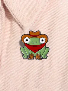 Cartoon Western Cowboy Frog Enamel Pin Cute Animal Metal Brooch Lapel Backpack Badge Fashion Jewelry Accessories Gift for Friends Fashion Accessory