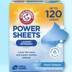 Arm & Hammer Laundry Detergent Sheets 60ct - Fresh Breeze Scent, Eco-Friendly, 60 Loads