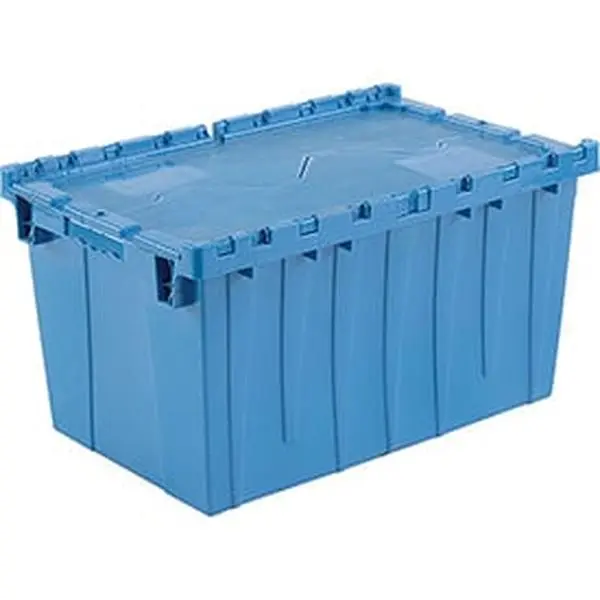 Monoflo International DC-2515-14BLUE All-Plastic Hinge High-Density PE Organiser Storage Box with Lid & Carry Handle, 25.25x16.25x13.75 in, Blue (for Shipping/Storage Use)