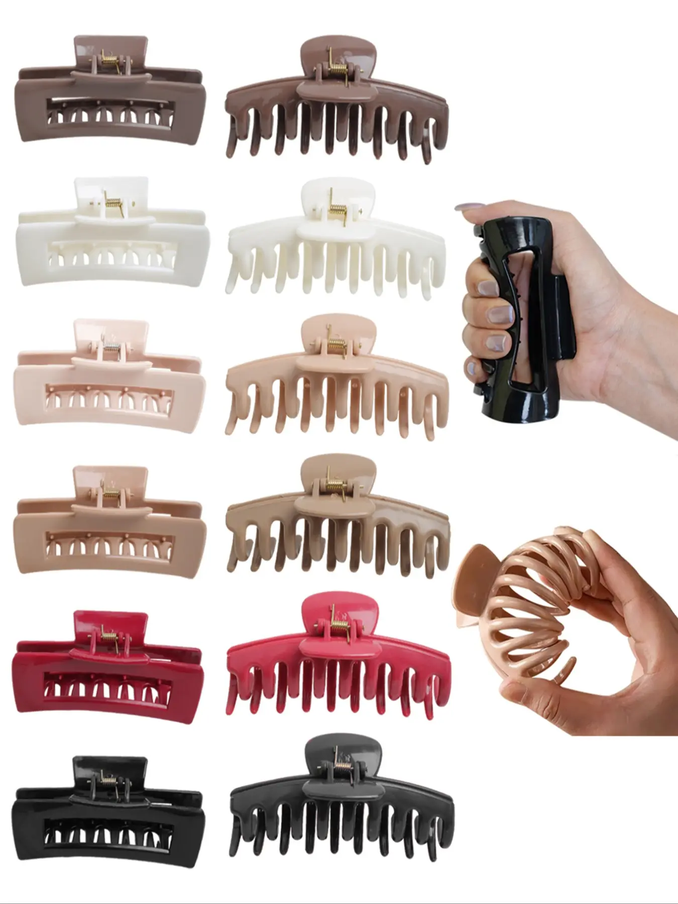 12pcs Elegant Soft Silicone Hair Clips, Fashion Hair Accessories, Square Shape, Anti-Collision, Flat Claw Clips, Suitable for Daily Casual Use, Parties, Holidays, Large Volume Hair, Hair Claws Set, Barrettes, Claw Clip Pack