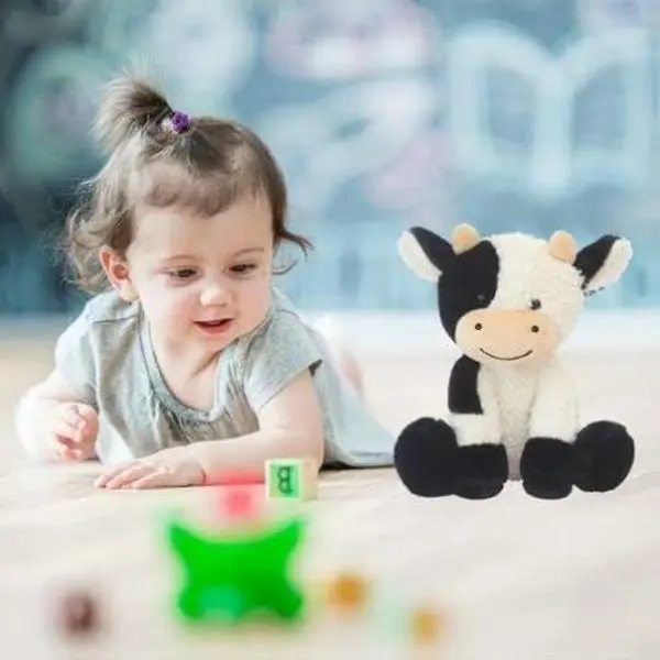 9-in Cute Cow Design Stuffed Animal - Soft Cuddly Fluffy Plush Doll, Soft Cuddly Gift, Collectible Fun Toy for Kids Ages 6-8 (Boys & Girls)