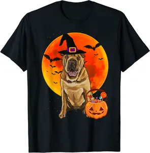Dog Halloween Chinese Shar-Pei Jack O Lantern Pumpkin T-Shirt - Ajitasirba Shop 41B08FS9QHSL
