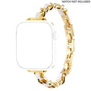 Slim Bands Compatible with Apple Watch 38mm 40mm 41mm 42mm 44mm 45mm 46mm 49mm for Women, Thin Bracelet Dressy Designer Stainless Steel Metallic Metal Strap for iWatch Series 10 9 8 7 6 5 4 3 SE Ultra