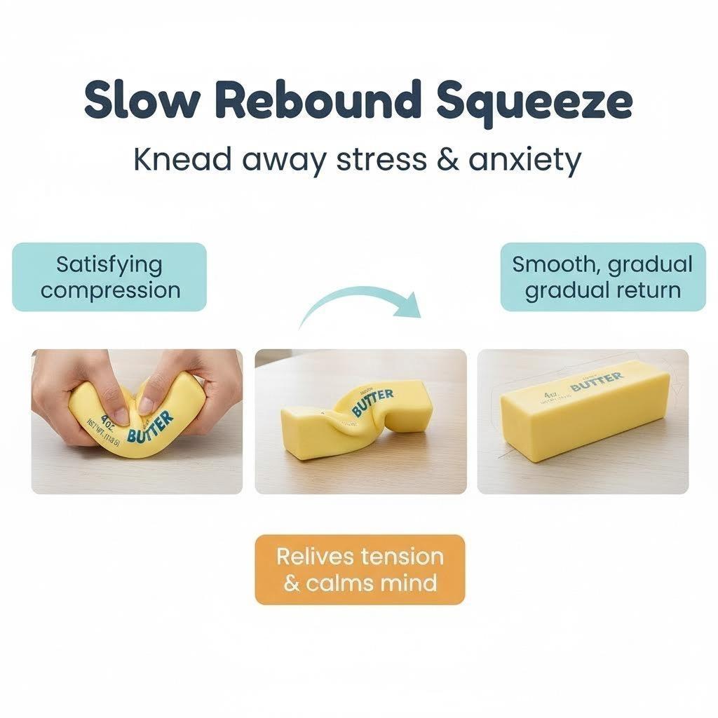 Viral Soft Butter Squishy Toy | Slow Rebound Stress Ball | Silky Touch & Durable