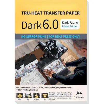 20 Sheets A4 Dark Fabric Inkjet Heat Transfer Paper T Shirt - Foto 7