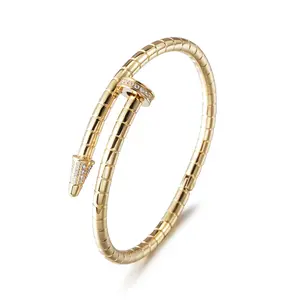 Stainless Steel Fashion Jewelry Modern Nail Bangle With Studs