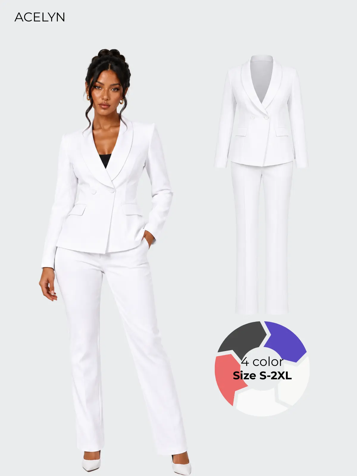 Acelyn Women’2 Piece Pant Suits Business Suit Sets Casual 2 Piece Outfit Long Sleeve,Open Front Blazer Jackets,Pencil Pant Suits,Ideal For Work Office,Fall Outfits