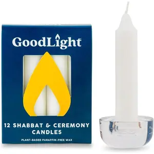 Paraffin-Free Shabbat Shabbos Sabbath Candles - Pack of 12 White
