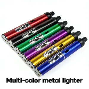 Refillable Inflatable Lighters with Detachable Jet Flame Torch for Kitchen Cooking Multi-color Metal Body Non-Slip Sensitive Button Safe Efficient