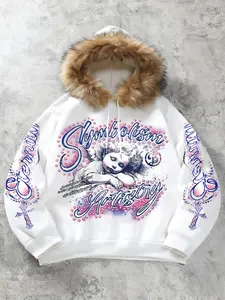 Heavyweight Parka Sweatshirt with Fur Collar, Winter Warm Streetwear, Oversized Thickened Insulation, Ideal for Extreme Cold Weather