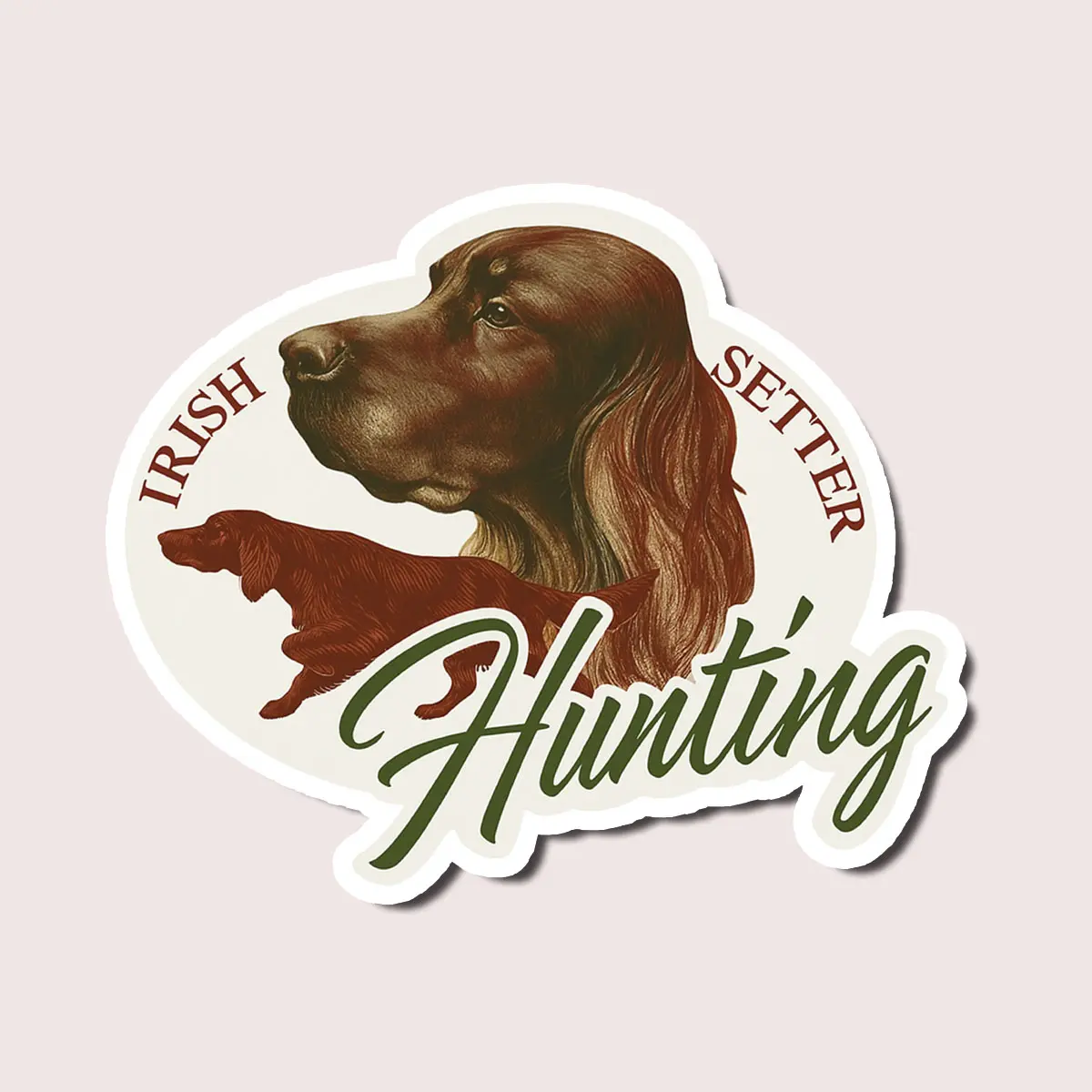 Irish Setter Hunting Dog Sticker, Vintage Style Upland Bird Dog Decal for Hunters, Dog Lovers & Outdoor Gear