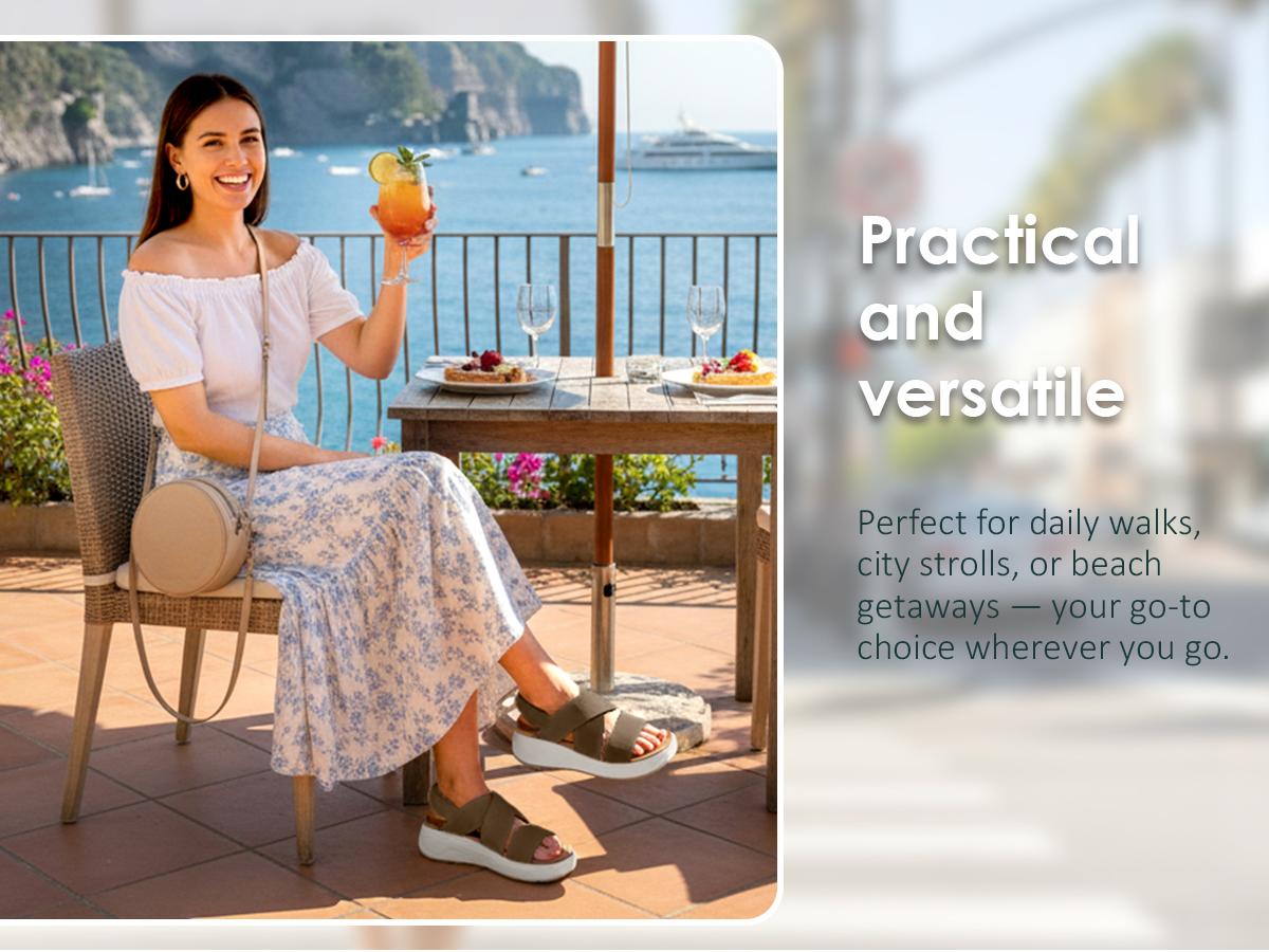 Vilanva Womens Platform Walking Sandals with Arch Support Comfortable Orthotic Wedge Sandals for Plantar Fasciitis Relief Casual Criss Cross Strappy for 2026 Summer trendy Outfits