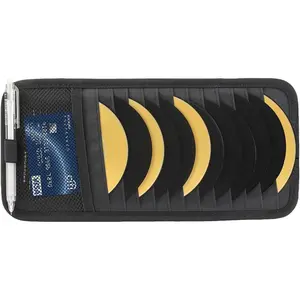 CD Visor Holder for Car, Visor CD Holder 12 DVD Organizer with 1 Mesh Pocket, 1 Pen Holder, and Elastic Strap