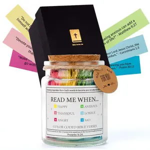 Bible Verse Jar for Emotions and Feelings, Scripture Verse Jar for Anxiety Relief & Daily Hope, 96 Color-Coded Cards, Christian Gifts for Her, Easter Basket Stuffers, Religious Home Decor, Read Me When Encouragement, Glass Bottle