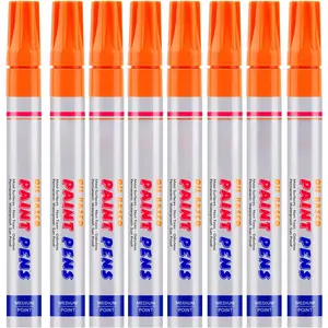 Orange Paint Markers, 8 Pack Oil-Based  Quick Dry Permanent Paint Pen Set for Rocks Painting, , Fabric, Plastic, Canvas, Glass, Mugs, Metal, Tire, Stone, DIY Craft