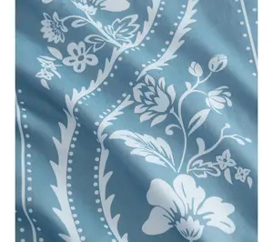 Martha Stewart Sophia Stripe Blue Cotton Queen Comforter Set