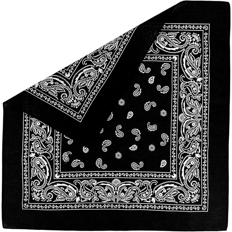 Set of 12 Cotton Bandanas 22"X 22" Double Sides Printed Unisex Kerchief Large Scarf Masks Bulk, Great for Party, Holiday Gifts