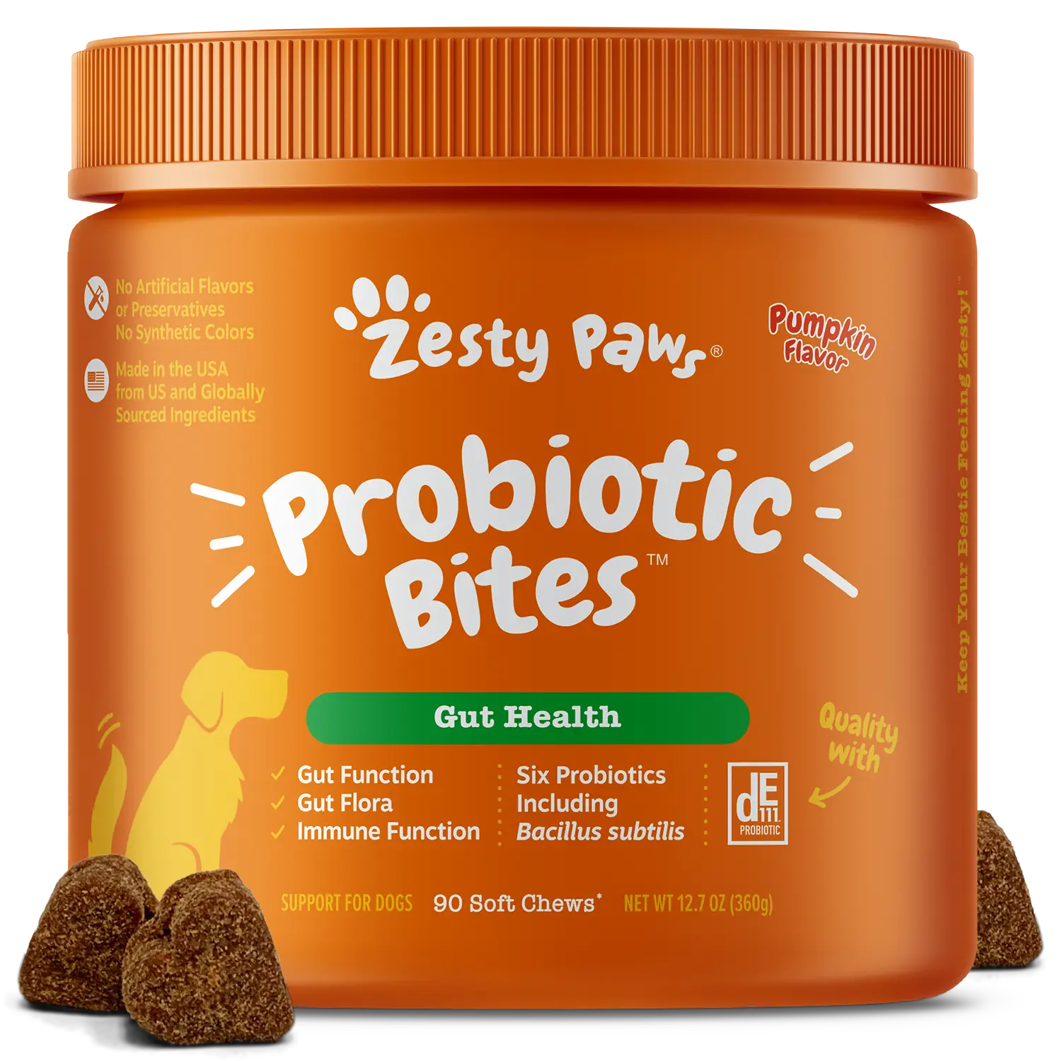 Zesty Paws Probiotic Bites for Dogs, Soft Chew Digestive Health and Immune Support Dog Treats