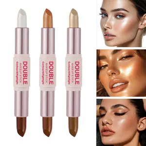 Double-Ended Contour & Highlight Stick, 2-in-1 Rotatable Makeup Stick for 3D Facial Contouring, Long-Lasting, Portable, Multi-Use Light Shadow Shaping