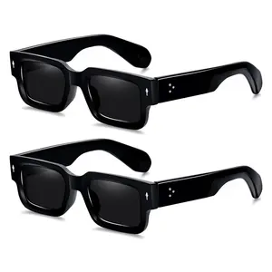 2-Pack Square Sunglasses – Chunky Frame UV400 Shades for Men & Women,