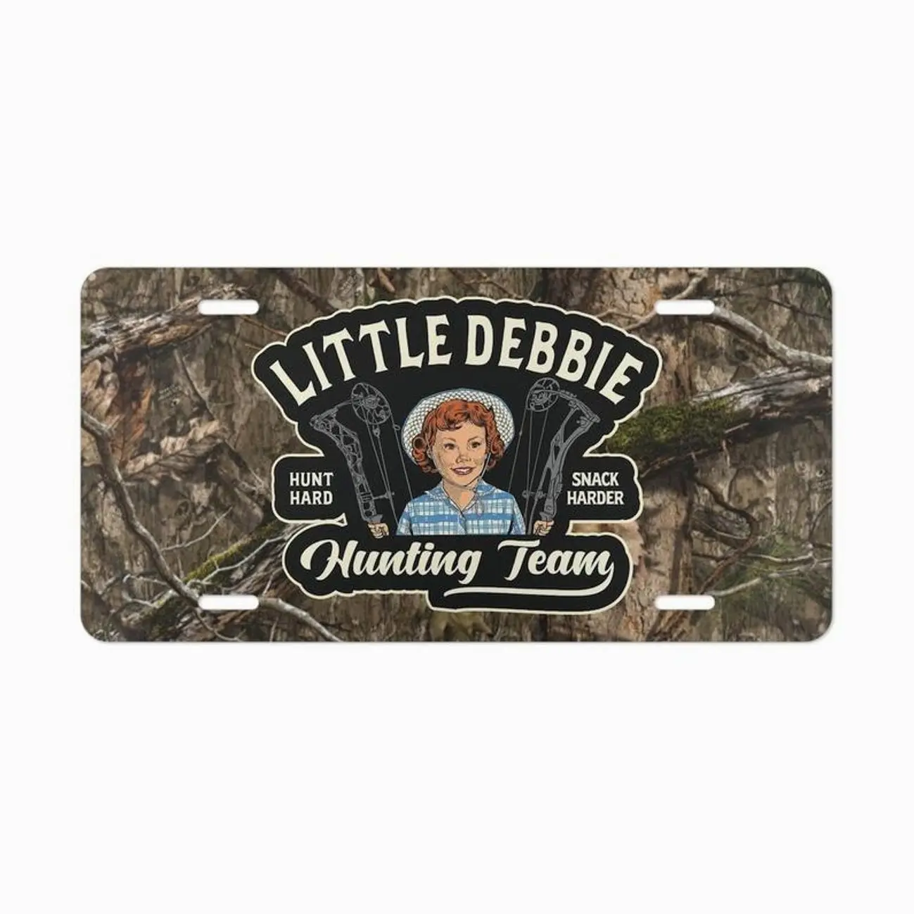 Camo Little Debbie Hunting Team Customizable License Plate for Men & Women – Lightweight Aluminum, Pre-Drilled holes, Easy Installation fishing gift