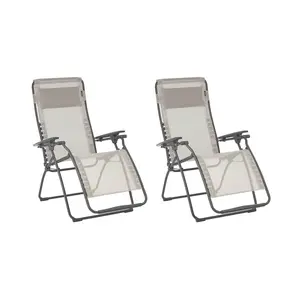 Lafuma Futura Zero Gravity Outdoor Steel Lawn Recliner Chair, Seigle (2 Pack)