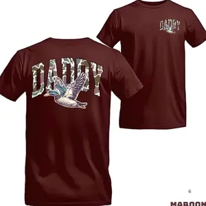 Daddy T-Shirt - Daddy with Camouflage Print and Duck Flying Design, Comfortable Cotton, Ideal for Dads and Nature Enthusiasts, Relaxed Fit, Unisex Menswear To