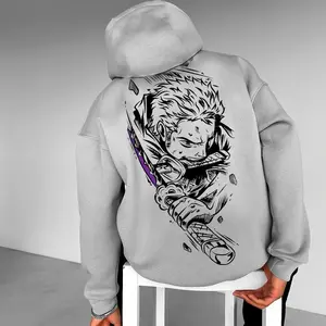 Vintage Manga Anime One Piece Swordsman Zoro 2 Sides Hoodie, Punny Cartoon Zoro Hoodie, Japanese Anime 90s Graphic Hoodie, Zoro Anime Hoodie Tops Classic Menswear