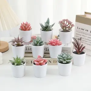 Mini Realistic Succulent Plant Pot, Flower Pot Fake Greenery, Home Decor Desktop Decoration, Photography Prop Office Healing Ornament