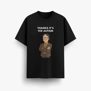 Thanks Its the Autism Acceptance T-shirt Dwight Schrute Funny tshirt Rizz Em With The Tism The Office Graphic 100% Cotton