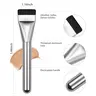 Flat Foundation Makeup Brush - Korean Spatula Design Facial Brush for Liquid Foundation, Premium Single Item for Smooth Even Base (Silver)