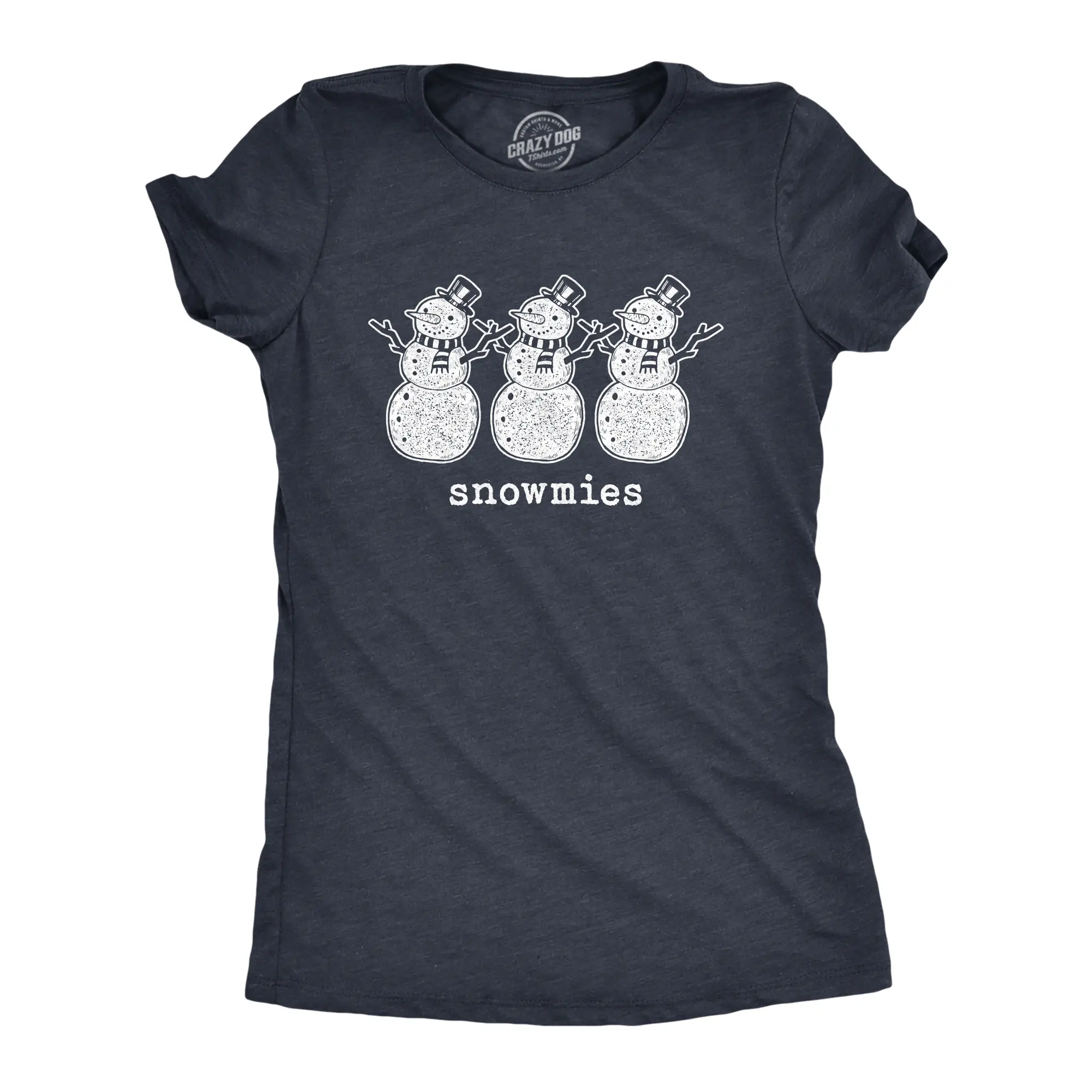 Womens Snowmies T Shirt Funny Snowmen Homies Friends Winter Season Graphic Tee Funny Womens T Shirts Cute Vintage Fashion Casual Ladies T-Shirt Gift Christmas Tops for Women Women's Novelty Tees Navy