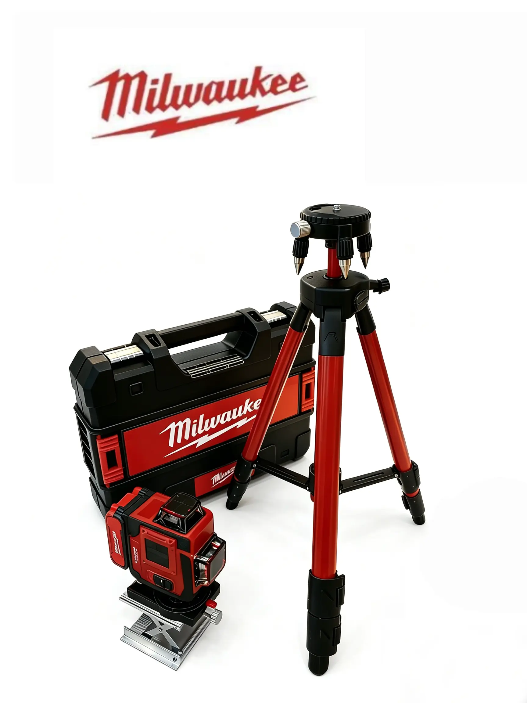 Milwaukee 360 Green Self Leveling Laser Level Complete Kit, With Adjustable Telescopic Tripod, Lifting Base And Shockproof Hard Storage Case, For Tile Laying, Cabinet Installation, Construction Layout And Interior Renovation Measuring Work