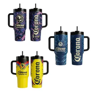 America Team Corona Style Tumbler 20oz 40oz With Handle, Soccer Club Inspired Travel Tumbler, Fan Drinkware Gift, Large Capacity Cup