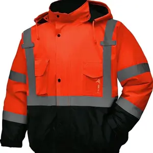 High visibility bomber jacket for work Menswear Outdoor Long Sleeve Zipper Multicolor HoodiePPTY