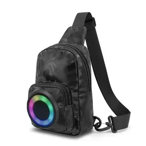 Outdoor Mountaineering Leisure Speakers Chest Bag Waterproof Shoulder Subwoofer Crossbody Bag Park Outing with Speaker Zipper Fanny Pack Waist Packs