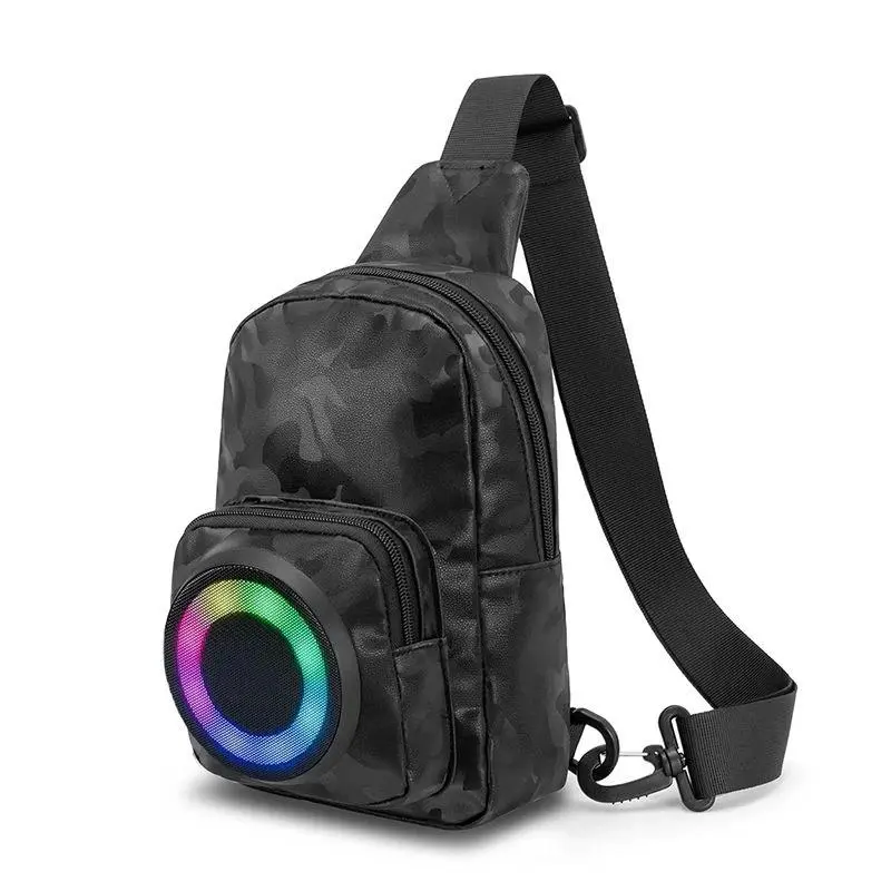 Outdoor Mountaineering Leisure Speakers Chest Bag Waterproof Shoulder Subwoofer Crossbody Bag Park Outing with Speaker Zipper Fanny Pack Waist Packs