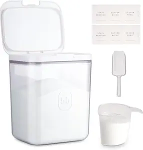 Laundry Pods Container,Clear Laundry Room Organization Containers,Large Laundry Detergent Powder Storage Containers with Pop-Up Lids & Labels&Scoop and Measuring Cup Boxes Organiser Pet Silicone Transparent jar