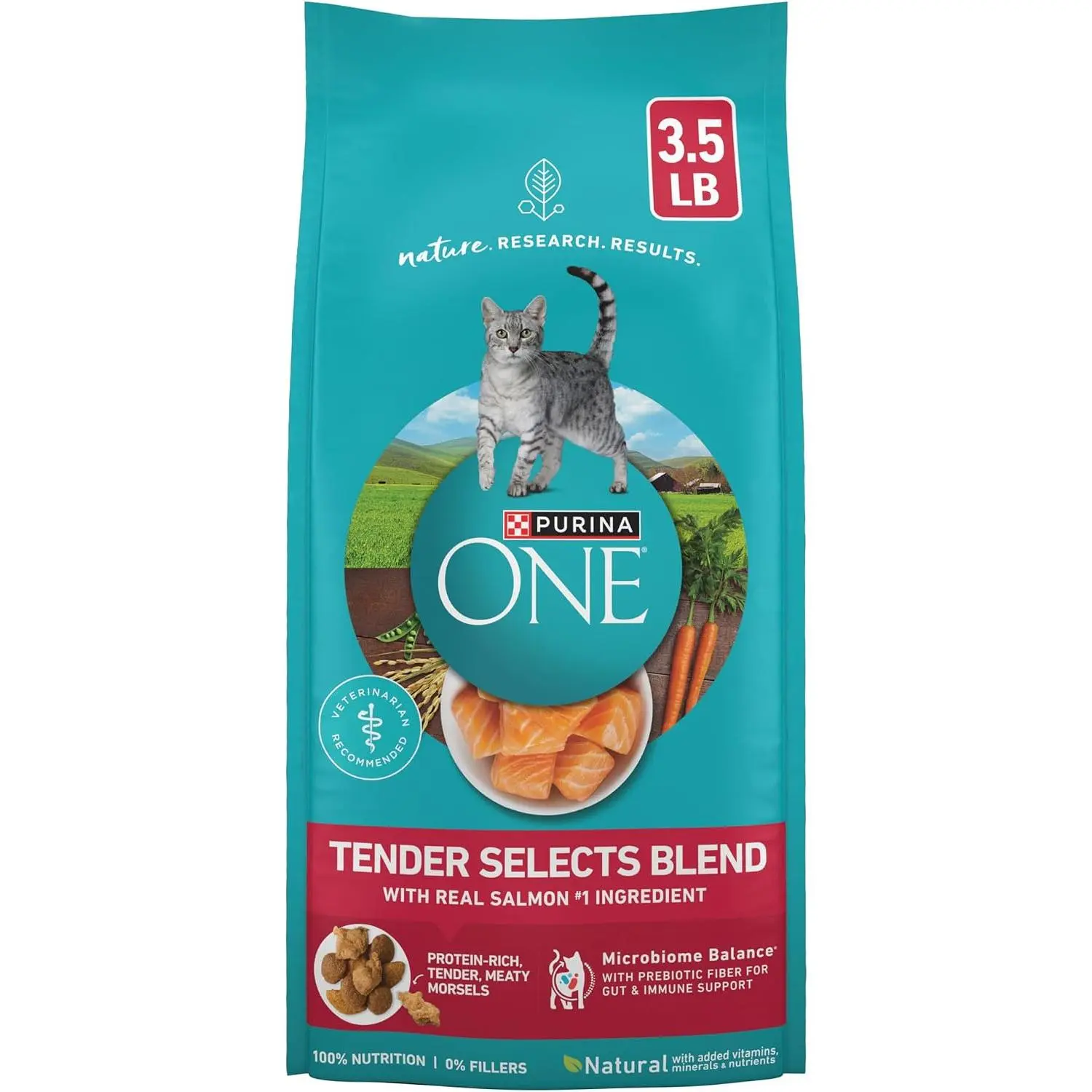 Purina ONE Natural Dry Cat Food, Tender Selects Blend With Real Salmon - 3.5 lb. Bag